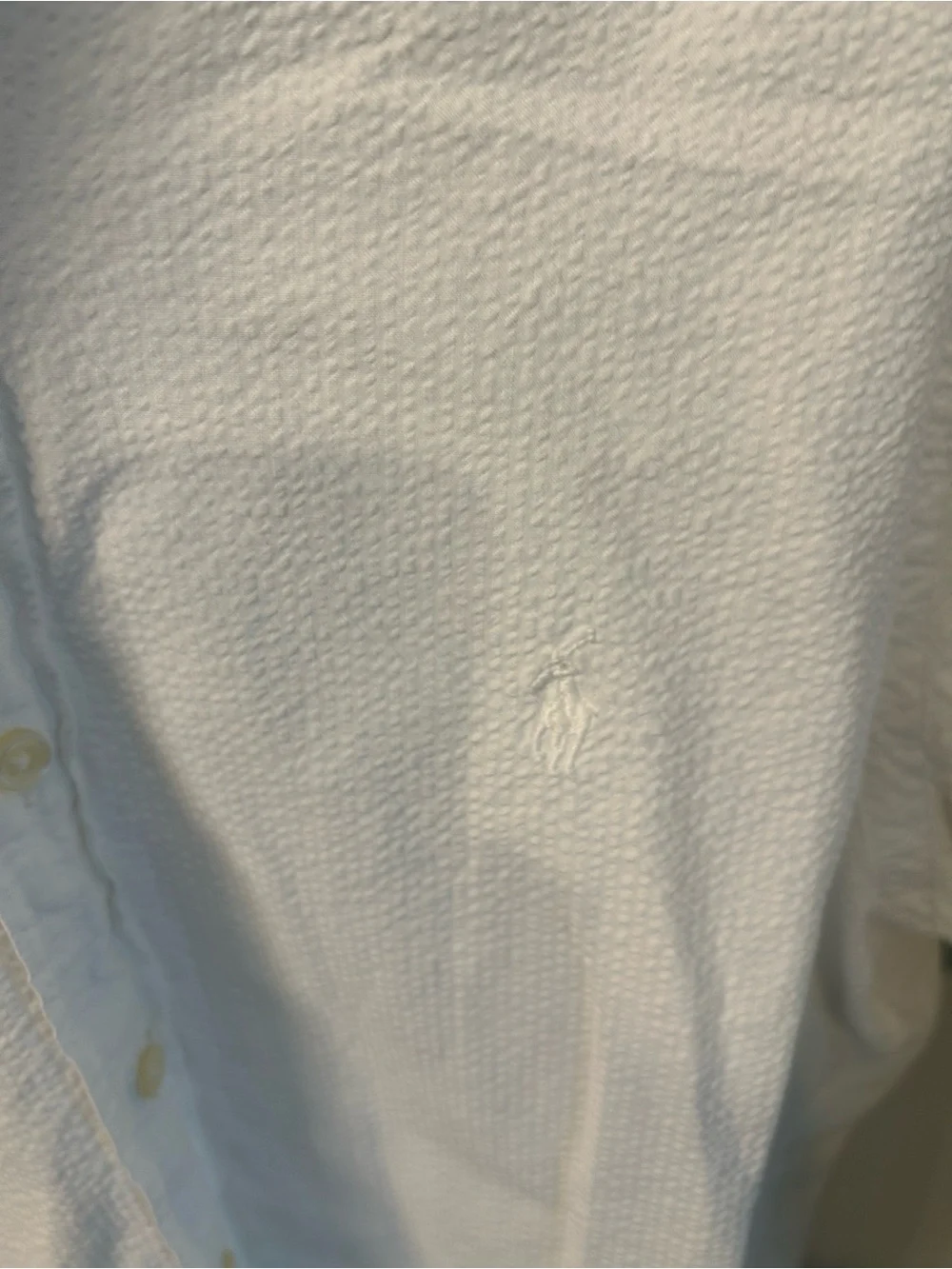 Ralph Lauren White Seersucker Button Down Short Sleeve